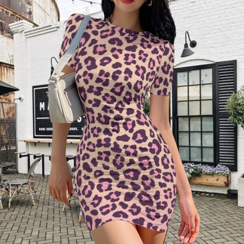 Wild Grace Leopard Bodycon Dress - Pink Leopard lifestyle front