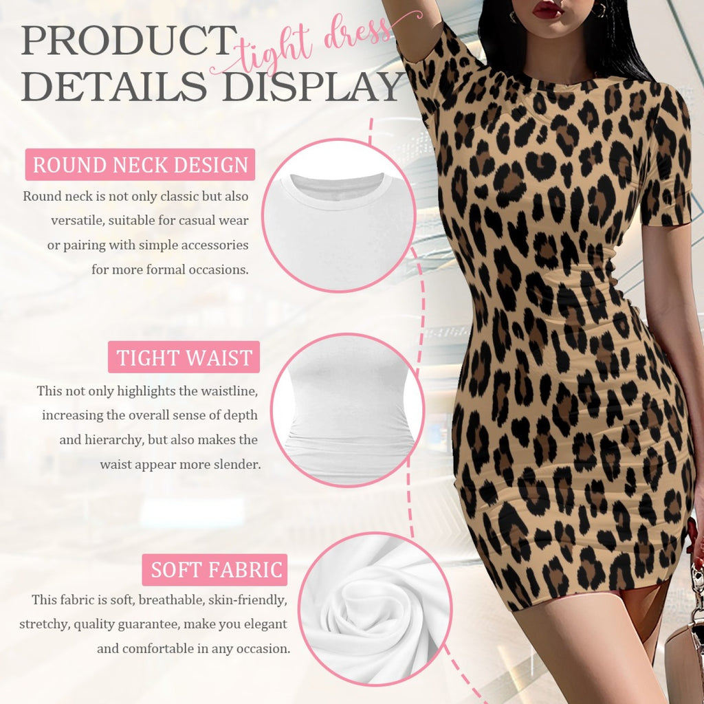 Wild Grace Leopard Bodycon Dress - Wild Leopard fabric details