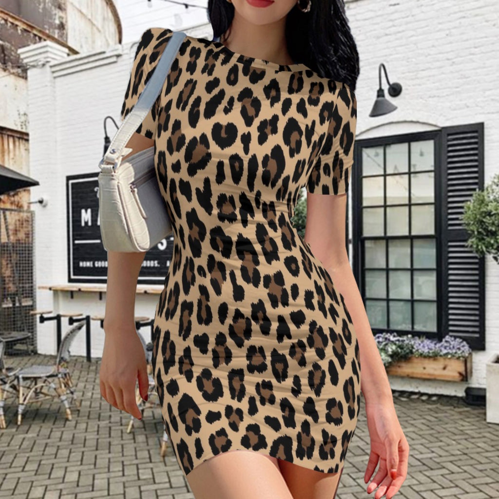 Wild Grace Leopard Bodycon Dress - Wild Leopard lifestyle front