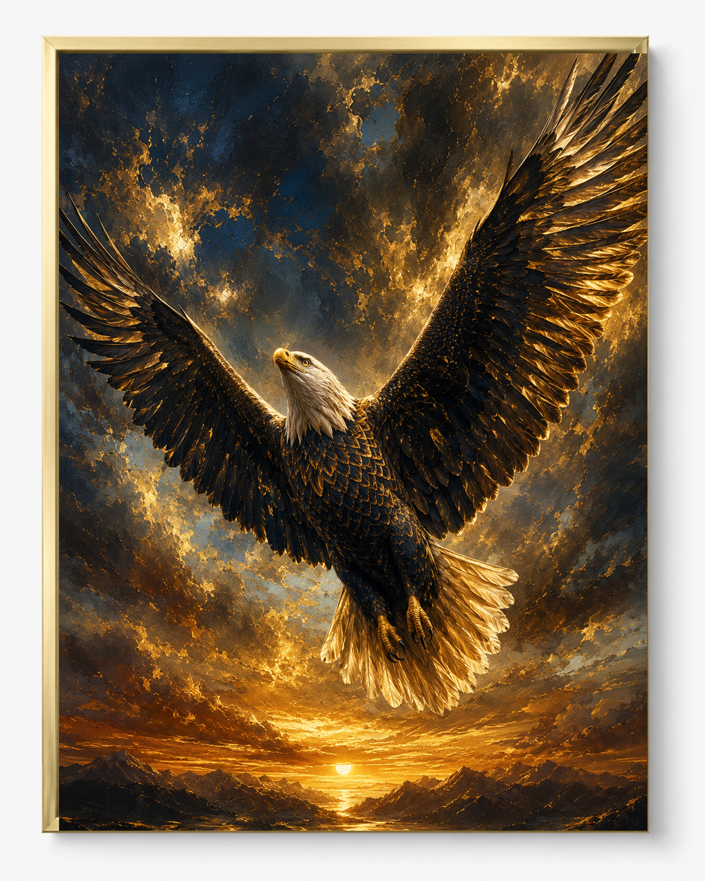 Eagle Vision sacred wall art — Premium Gold frame, fine art print, Maat Universe