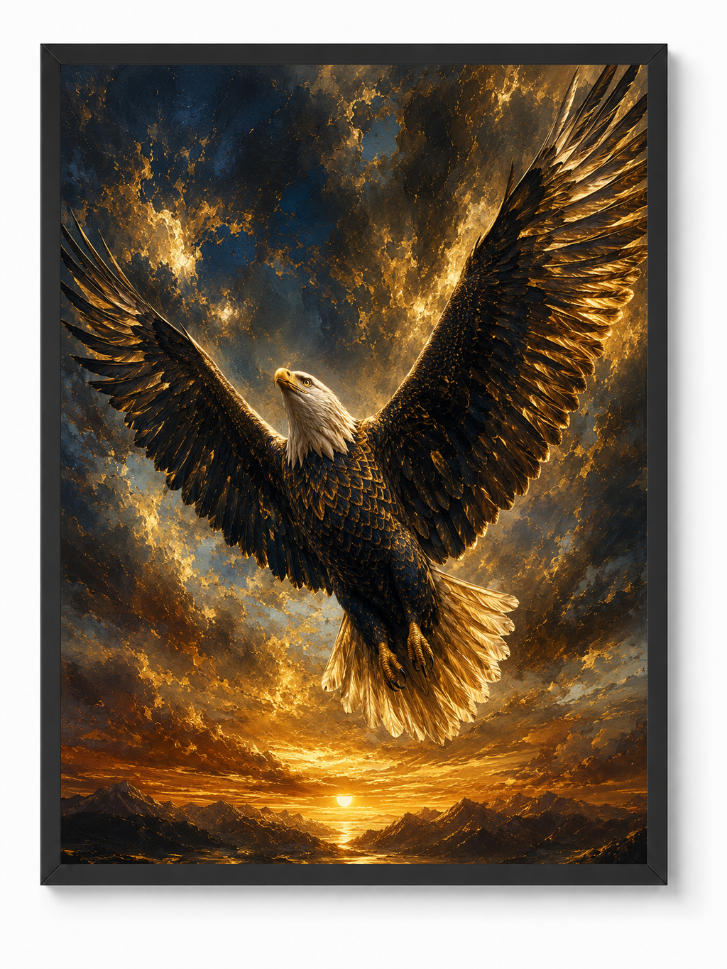 Eagle Vision sacred wall art — Standard Black frame, fine art print, Maat Universe