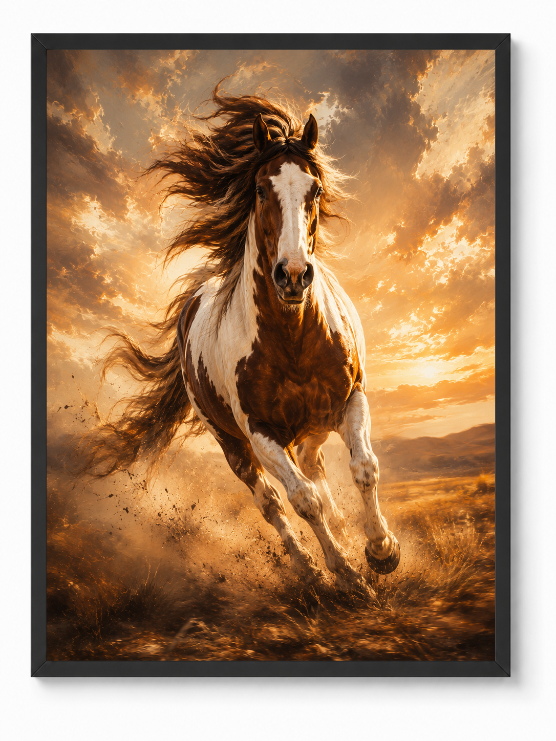 Horse Freedom sacred wall art — Standard Black frame, fine art print, Maat Universe