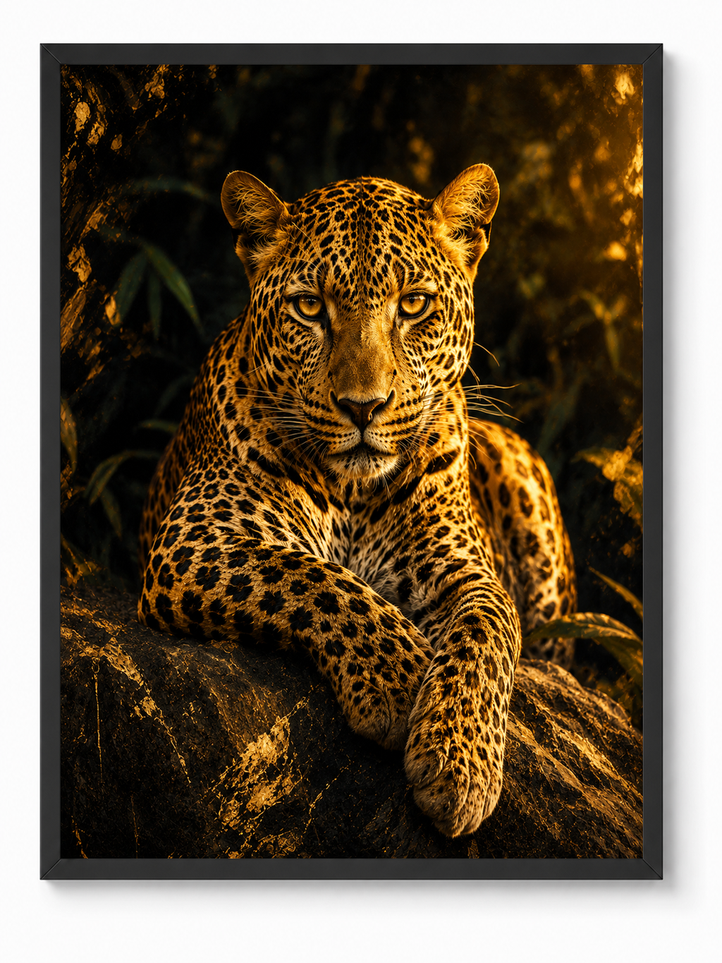 Leopard Confidence sacred wall art — Standard Black frame, fine art print, Maat Universe
