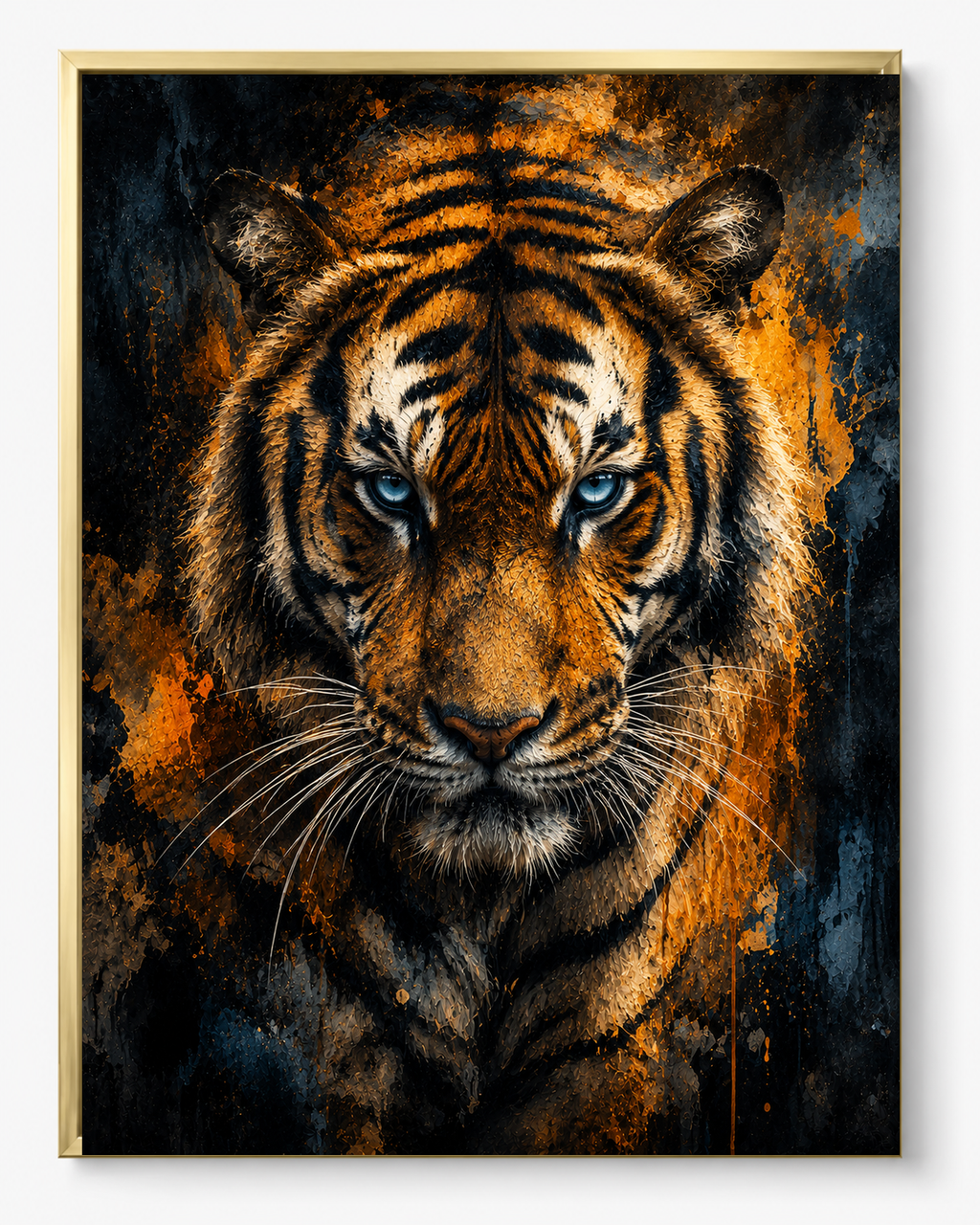 Tiger Strength sacred wall art — Premium Gold frame, fine art print, Maat Universe