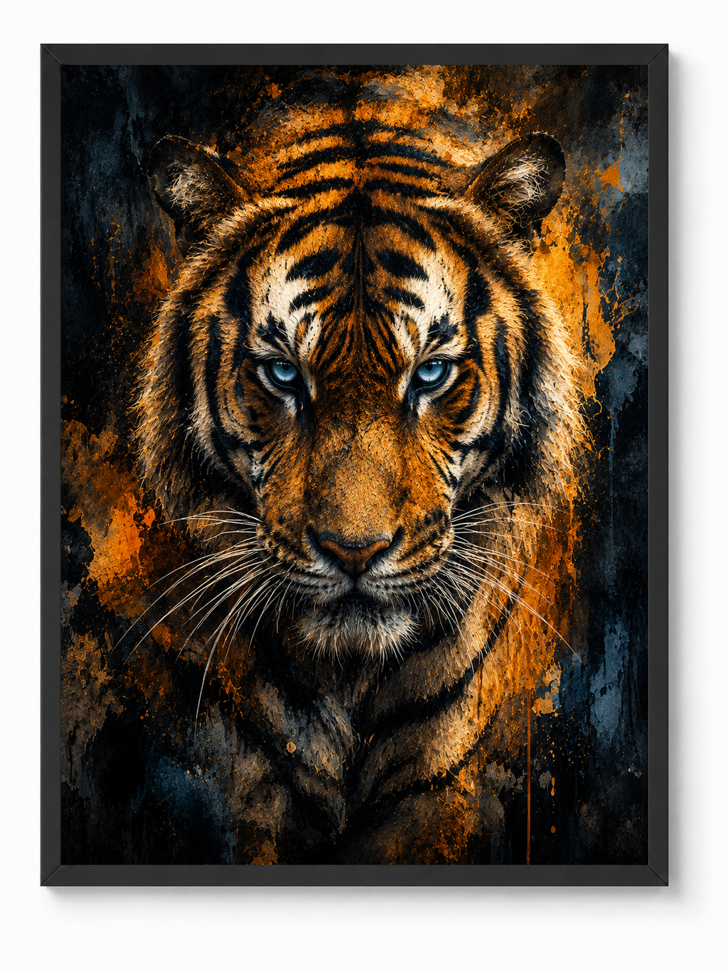 Tiger Strength sacred wall art — Standard Black frame, fine art print, Maat Universe