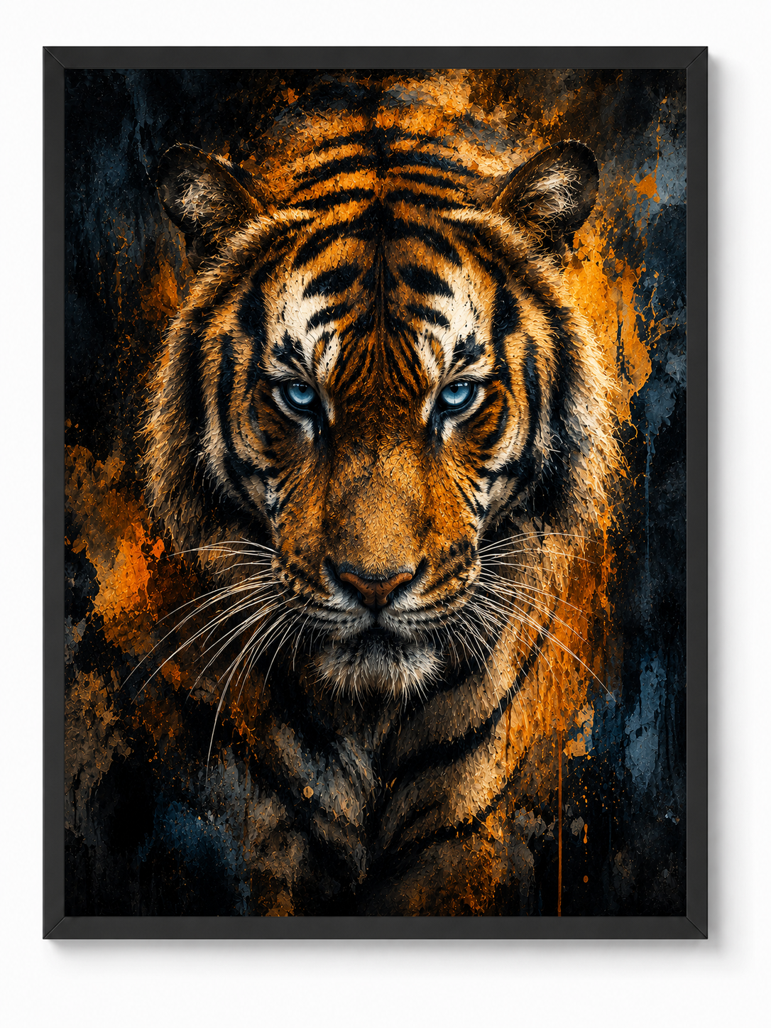Tiger Strength sacred wall art — Standard Black frame, fine art print, Maat Universe