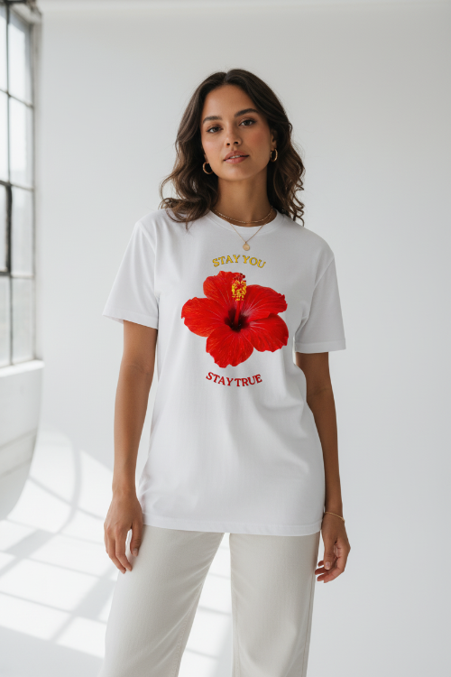 Red Hibiscus — White BG